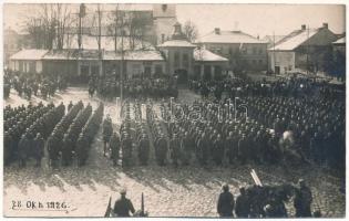 Liptószentmiklós, Liptovsky Mikulas; 28. Okt. 1926. Csehszlovák ünnepség, katonai felvonulás / Czechoslovak celebration, military parade. Hegedüs photo