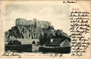 1899 (Vorläufer) Beckó, Beczkó, Beckov; Beckó vára, Vágvölgy. Gansel Lipót 42. / Hrad Beckov, Povazie / Das Waagthal / castle ruins in the Váh valley (fl)