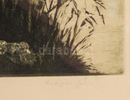 Olvashatatlan jelzéssel, magyar grafikus, 1960-80 körül: Szürkület. Rézkarc, papír. Számozott (86/10...