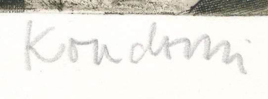 Kondor Lajos (1926-2006): Női akt torzó. Rézkarc, papír, jelzett, 13x10,5 cm