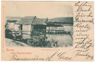 1898 (Vorläufer) Chernivtsi, Czernowitz, Cernauti, Csernyivci (Bukovina, Bucovina, Bukowina); Wassermühle am Pruth / floating ship mill on Prut river / úszó hajómalom