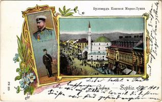 1903 Sofia, Sophia; Princess Maria Louisa Boulevard, Ferdinand I of Bulgaria, soldiers. Art Nouveau, floral