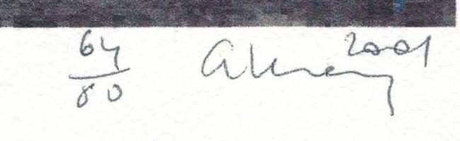 Aknay János (1949- ): Ikon, computer print, papír, jelzett, számozott (64/80), 12,5×9,5 cm