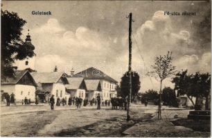 1918 Geletnek, Hliník nad Hronom; Fő utca / main street + "G.BERZENCZE - P.NÁNA 87. SZ. B" vasúti mozgóposta bélyegző (EK)