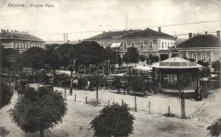 Orsova Freyler park with the pavilion of Ede Nasse and carts