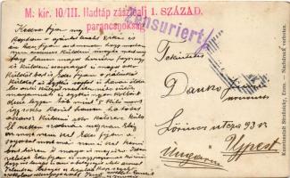 Enns. Kunstanstalt Strassnicky photo + "M. kir. 10/III. Hadtáp zászlóalj 1. század parancsnoksá...