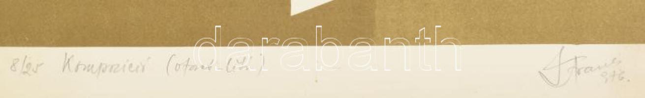 Straub József (1928-1987): Kompozíció. Ofszet-litográfia, papír, jelzett, számozott (8/25). Lapszéli...