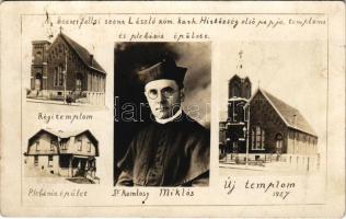 1927 Dr. Komlosy Miklós a beaverfallsi szent László római katolikus Hitközség első papja,régi és új temploma és plébánia épülete / Hungarian priest and church in the USA. photo (fl)