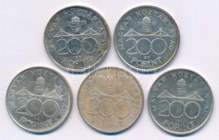 1992. 200Ft "MNB" Ag (2x) + 1994. 200Ft "Deák" Ag (3x) T:AU,XF patina Adamo F13,...