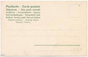 Marionettes. Art Nouveau golden litho, E.S.W. s: Raphael Kirchner