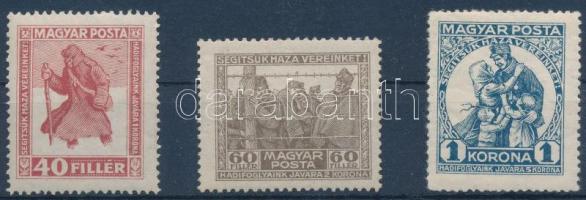 1920 Hadifogoly sor 40f VIIa, 60f és 1K VII. vízjellel