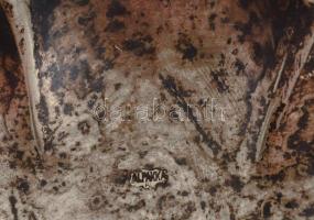 Antik ezüstözött alpakka morzsalapát kefével, h: 23,5 cm