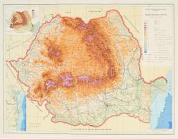 Románia térképe, 1 : 1.000.000, orosz nyelvű, kisebb lapszéli szakadással, 83x61 cm