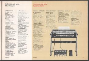 cca 1973 Farfisa VIP 400 típusú elektromos orgona használati útmutatója, többnyelvű, 32 p