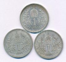 Ausztria 1893-1895. 1K "Ferenc József" (3xklf) T:VF Austria 1893-1895. 1 Corona Ag "F...