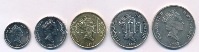 Új-Zéland 1988-1995. 5c-2$ (5xklf) T:UNC,AU New Zealand 1988-1995. 5 Cents - 2 Dollars (5xdiff) C:UNC,AU