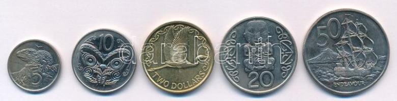 Új-Zéland 1988-1995. 5c-2$ (5xklf) T:UNC,AU
New Zealand 1988-1995. 5 Cents - 2 Dollars (5xdiff) C:U...