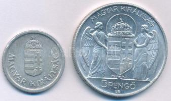 1943. 1P Al ritkább évjárat + 5P Al "Horthy Miklós születésének 75. évfordulójára" T:XF,AU