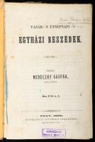 Nedeczky Gáspár: Vasár- s ünnepnapi egyházi beszédek. Pest, 1860, Gyurián József, 6+362 p. Korabeli félvászon-kötés, kopott borítóval, a címlap és az első két lap kijár, régi intézményi bélyegzésekkel, foxing foltos lapokkal, autográf bejegyzéssel a címlapon: &quot;Tóvári Pelikán Krizsó ... ...pap használatára 1891 maj.&quot; Pelikán Ferenc Krizsó (1867-1910) ferences pap, hittanár.