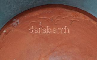 Iparművész türkizkék függő kaspó, jelzett, d: 29 cm