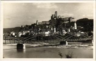 1937 Trencsén, Trencín; vasúti híd és vár / railway bridge and castle