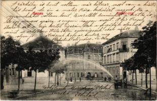 1908 Sopron, Újteleki utca, út mosása. Blum Náthán kiadása