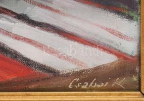 Csabai Kálmán (1915-1992): "Csokor". Olaj, vászon, jelezve jobbra lent. Hátoldalán címkén ...