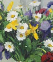 Csabai Kálmán (1915-1992): "Csokor". Olaj, vászon, jelezve jobbra lent. Hátoldalán címkén ...