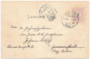 1899 (Vorläufer) Szentágota, Agnetheln, Agnita; Rathaus, Stationsgebäude, M. Lang's Handlung / ...
