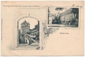 Keresd, Cris, Kreis; Gróf Bethlen Gábor kastélya és udvara. Fritz Teutsch kiadása / Kreischer Schlosshof des Grafen Gabriel Bethlen / castle and courtyard. Art Nouveau, floral (EB)