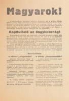 1944 &quot;Magyarok!&quot; (...) kapituláció az öngyilkosság! (...)&quot;, a német főparancsnokság által jegyzett II. világháborús röplap, kétoldalas, hajtásnyomokkal, 20,5x14,5 cm