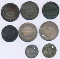 Oszmán Birodalom 8db-os billon és Cu érmetétel T:VF,F patina, közte átfúrtak Ottoman Empire 8pcs billon and Cu coin lot C:VF,F patina, within holed pieces