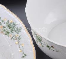 Hollóházi Erika mintás 30 darabos étkészlet, jelzett, kopással