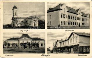 1938 Sárbogárd, Református templom, Járásbíróság, Községháza, Vasútállomás. Aigner Lajos kiadása + &...