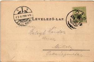 1904 Ózd, vasgyár, pénztár épület. Lövy József fia kiadása, Art Nouveau, floral (r)