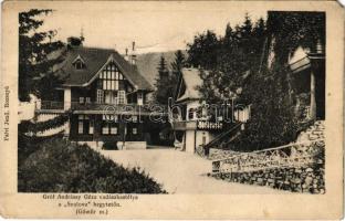 1907 Rozsnyó, Roznava (Gömör); Gróf Andrássy vadászkastélya a Szulova hegytetőn (Rozsnyói hegység). Falvi Jenő kiadása / castle, hunting lodge at Súlová in the Volovec Mountains (Volovské vrchy) (EM)