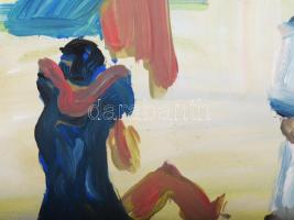 Vaszary J. jelzéssel: Strandjelenet. Vegyes technika, papír. 50x70 cm