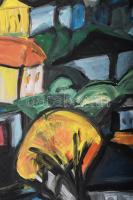 Schönberger jelzéssel: Város. Vegyes technika, papír. 70x50 cm