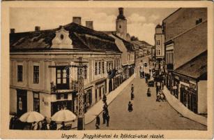 Ungvár, Uzshorod, Uzhhorod, Uzhorod; Nagyhíd és Rákóczi utcai részlet. Reismann Jacab kiadása / street (EK)