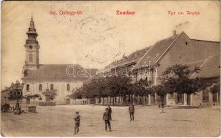 1907 Zombor, Sombor; Szt. György tér, templom. Kaufmann Emil kiadása / square, church (EB)