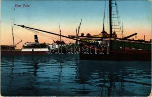 1918 Pola, Pula; Riva / port, ships (EK)