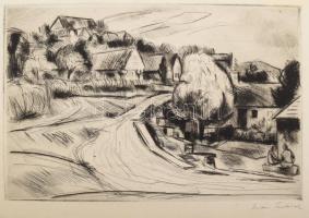 Iván Szilárd (1912-1988): Beszélgetők. Rézkarc, papír, jelzett, lapszéli elszíneződéssel, 19,5×29,5 cm