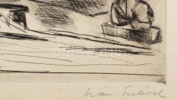 Iván Szilárd (1912-1988): Beszélgetők. Rézkarc, papír, jelzett, lapszéli elszíneződéssel, 19,5×29,5 ...