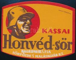 Kassai Honvéd-sör Bauernebl és Fia Sörfőzde és Malátagyár Rt. sörcímke