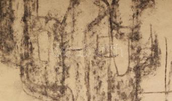 Rác András (1926-2013): Labirintus. Szén, papír, jelzés nélkül. Proveniencia: A művész hagyatéka, 45...