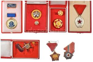 7db-os vegyes szocialista kitüntetés és jelvény tétel, a legtöbb eredeti tokban, miniatűrrel, közte "Vöröskeresztes Tevékenységért Kitüntetés Bronz Fokozat", "Szakma Kiváló Dolgozója - Könnyűipar" stb. T:AU,XF az egyik jelvény füle letört
