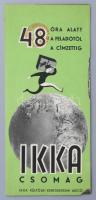 1960 "IKKA csomag - 48 óra alatt a feladótól a címzettig", IKKA Külföldi Kereskedelmi Akció, képes tájékoztató prospektus, kihajtva: 48x21,5 cm