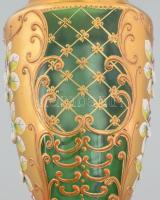 Cseh zománcfestett váza, jelzés nélkül, kis kopással, m: 21,5 cm