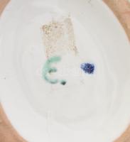 Iparművész világoszöld ikebana, címkével, jelzett, 20x16 cm