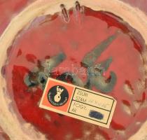 Fórizsné Sárai Erzsébet: Dísztál. Jelzett, mázkopással, d: 22,5 cm